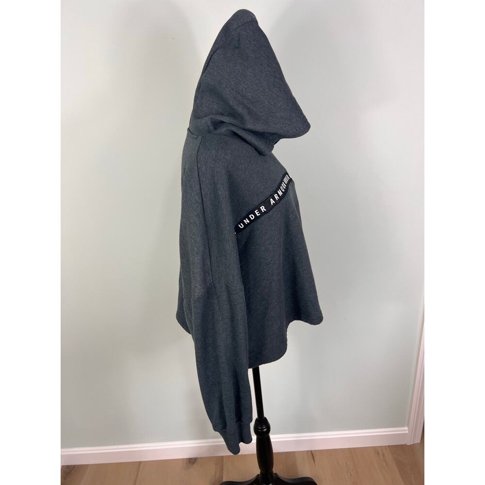 Under Armour Women's Taped Cropped Fleece Gray Hoodie - Picture 8 of 11